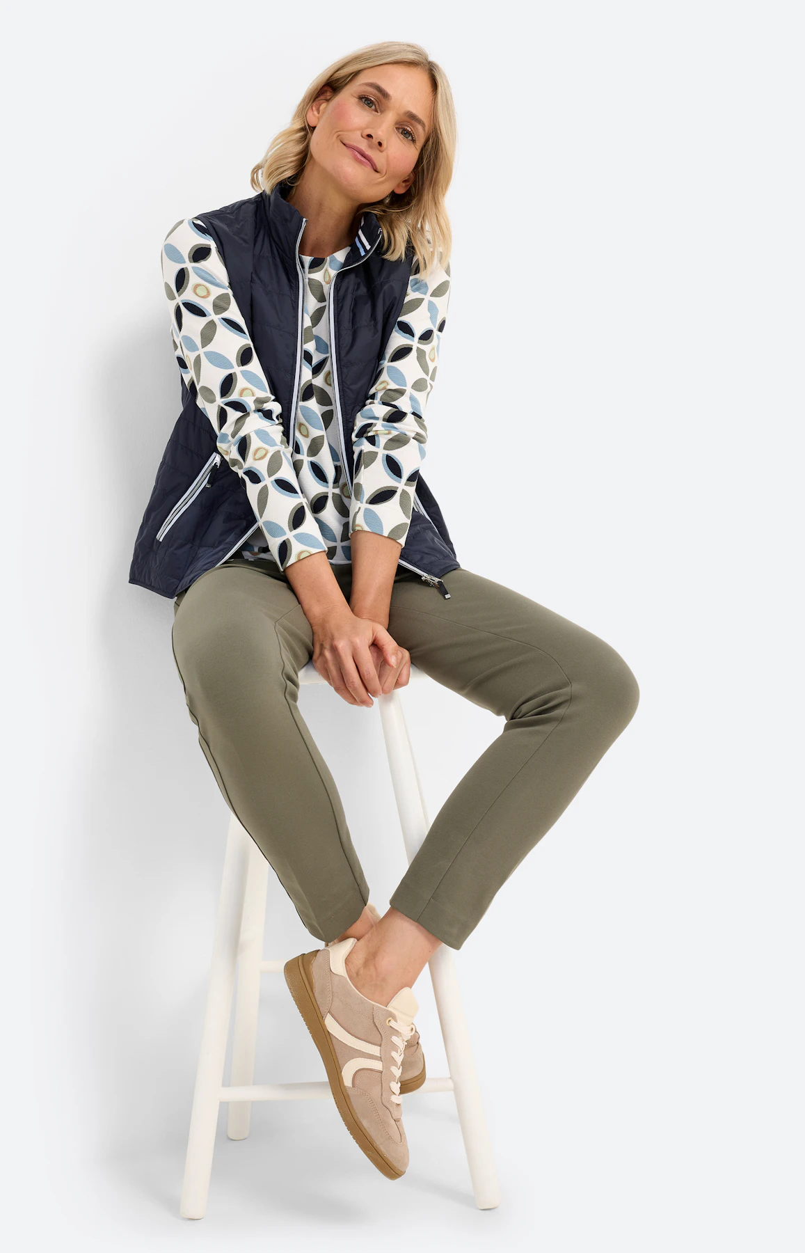 Sweatshirt met print all-over, kaki