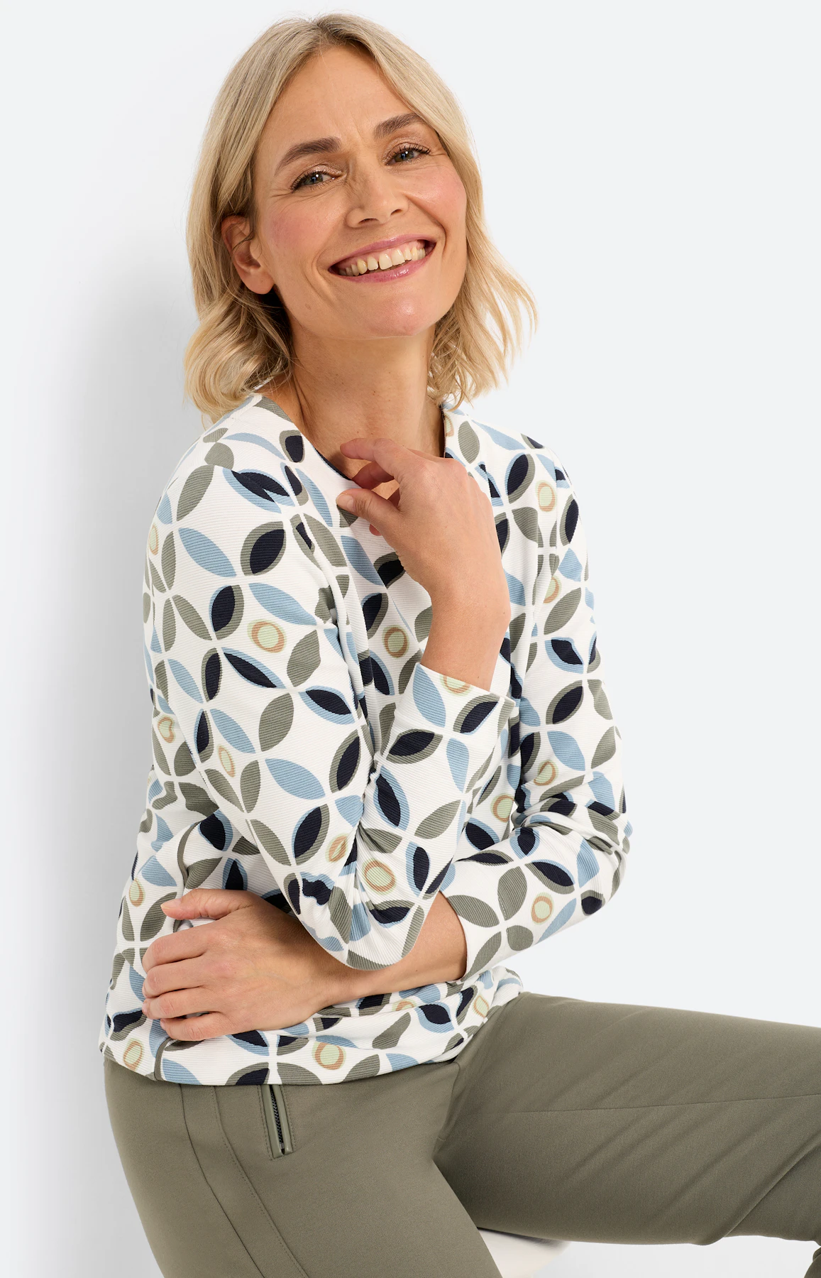 Sweatshirt met print all-over, kaki