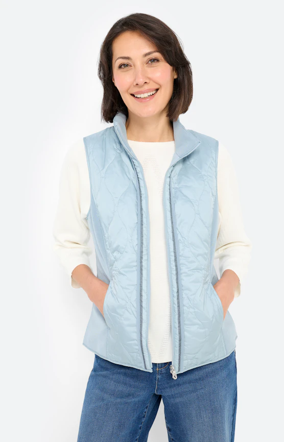 Bodywarmer met stiksels, middenblauw