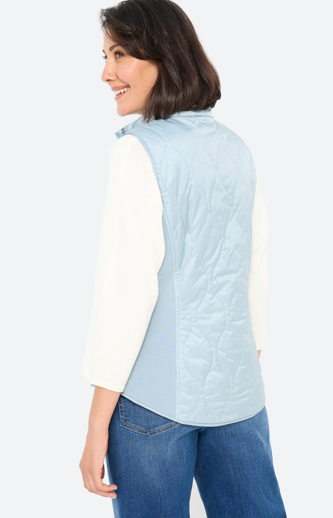 Bodywarmer met stiksels, middenblauw