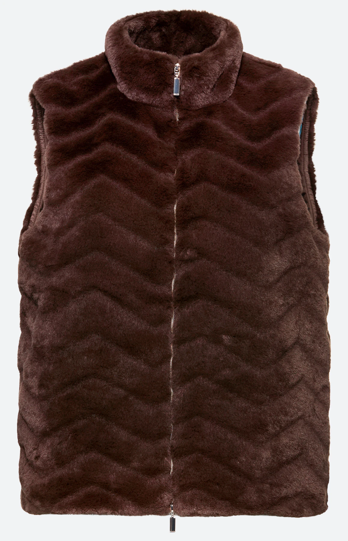 Gilet in vacht-look, donkerbruin