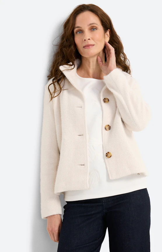 Jas met opstaande kraag, beige