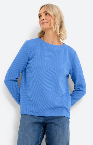 Sweatshirt met structuur, staalblauw