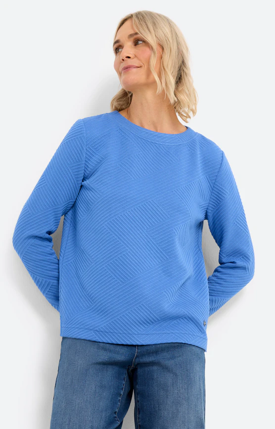 Sweatshirt met structuur, staalblauw