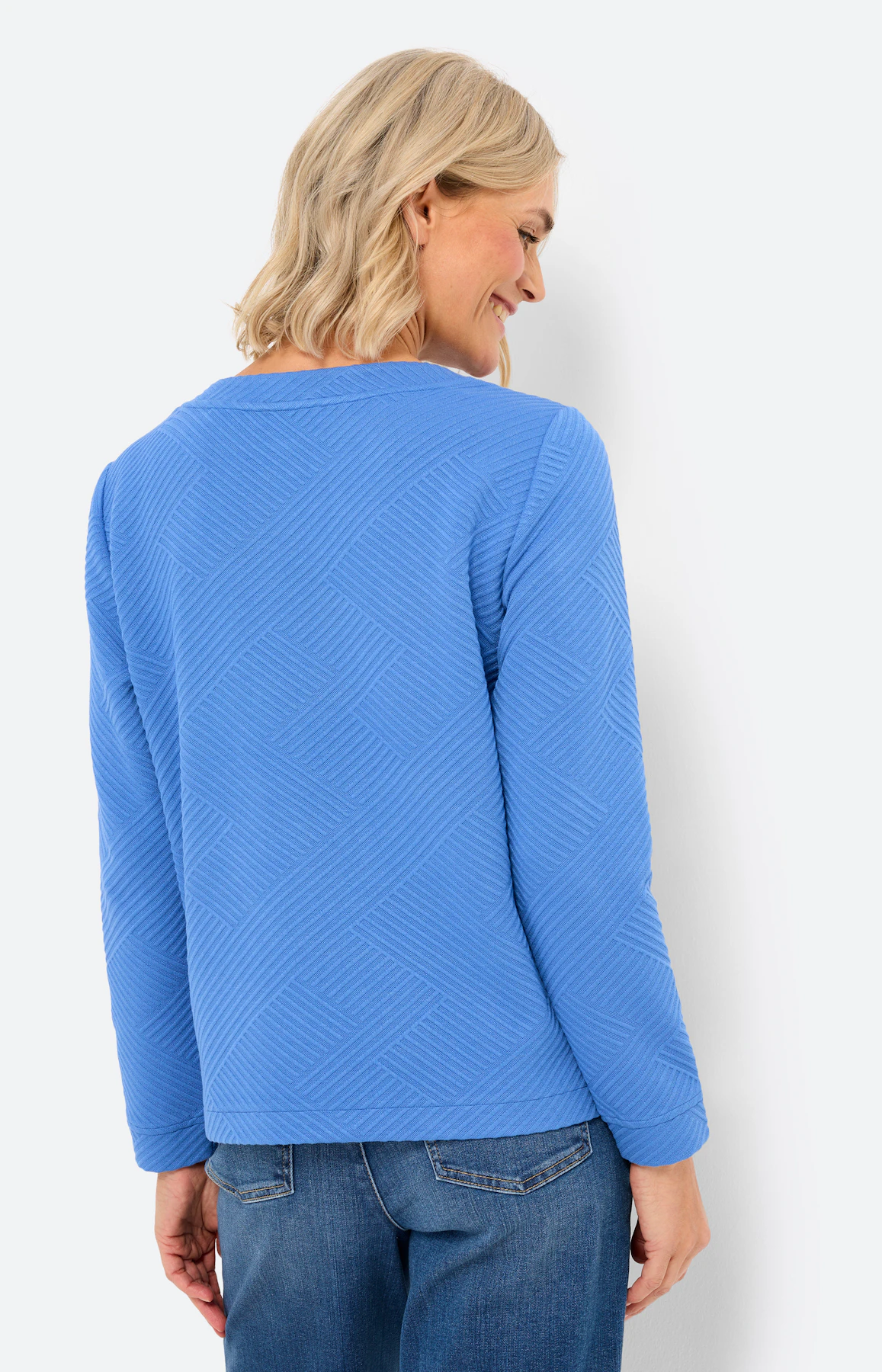 Sweatshirt met structuur, staalblauw