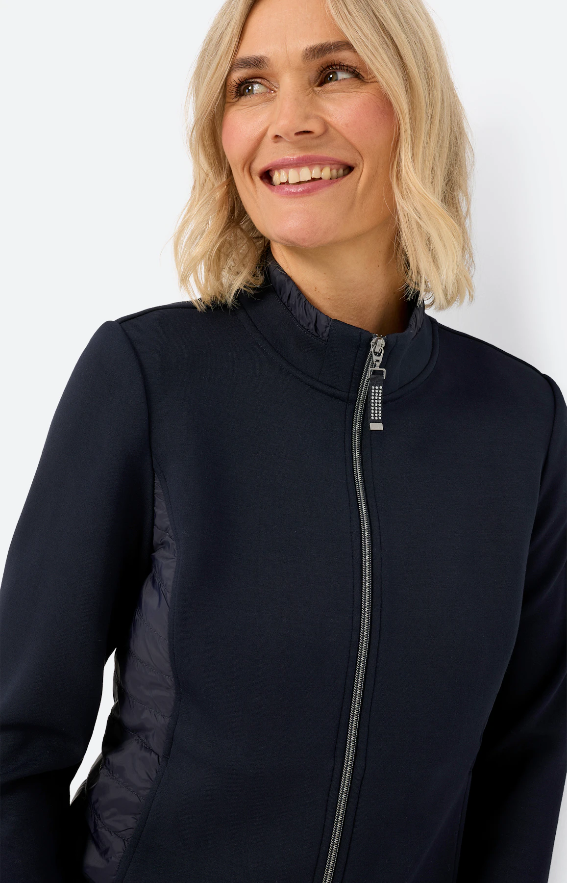 Sweatvest met gewatteerde stukken, navy