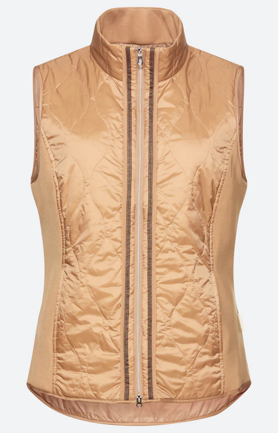 Bodywarmer met gestikte delen, karamel