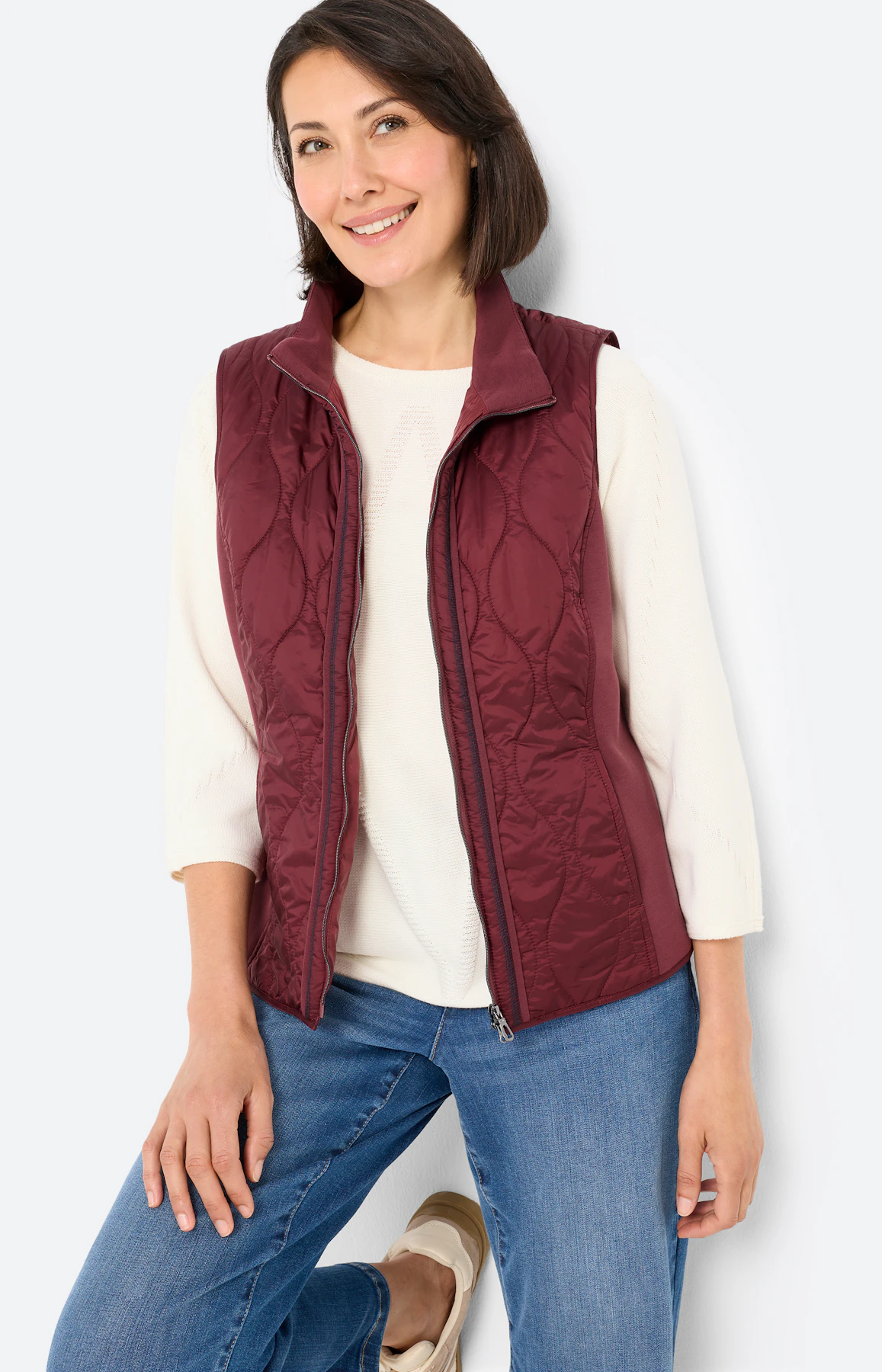 Bodywarmer met stiksels, bordeaux