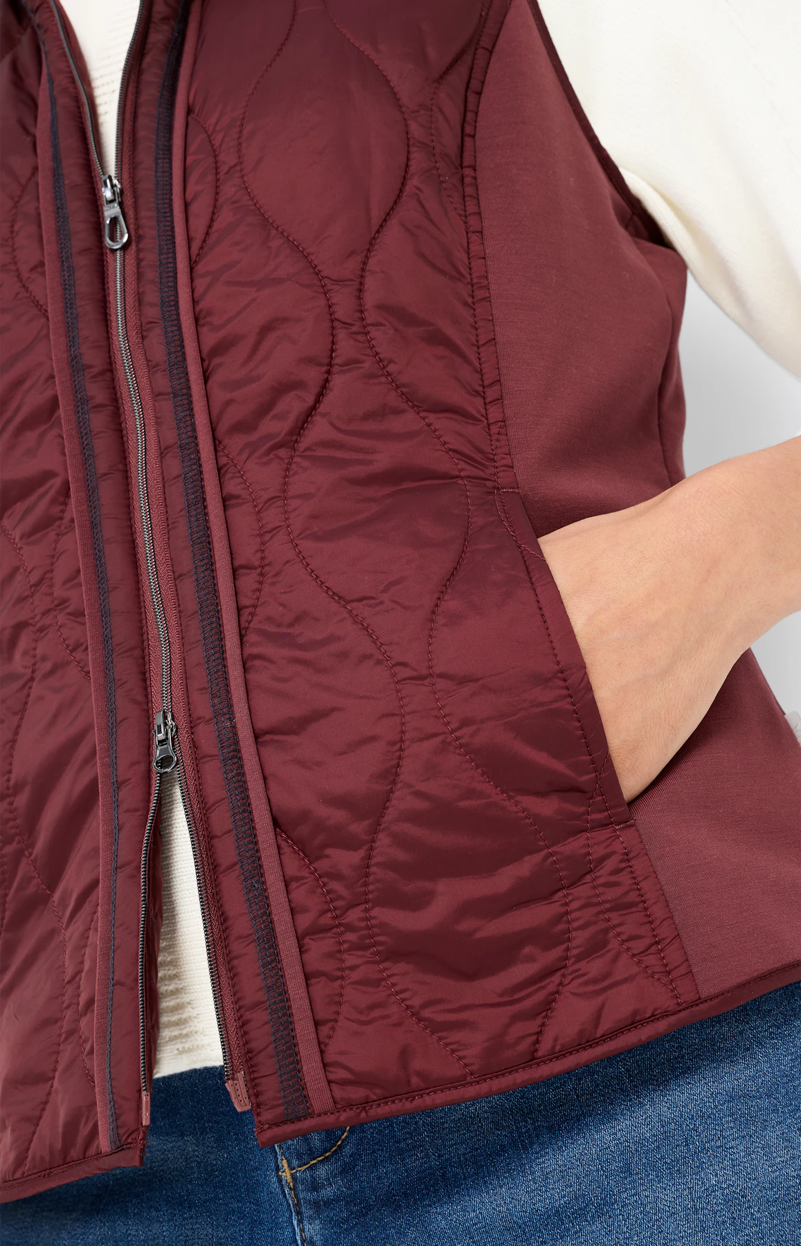 Bodywarmer met stiksels, bordeaux