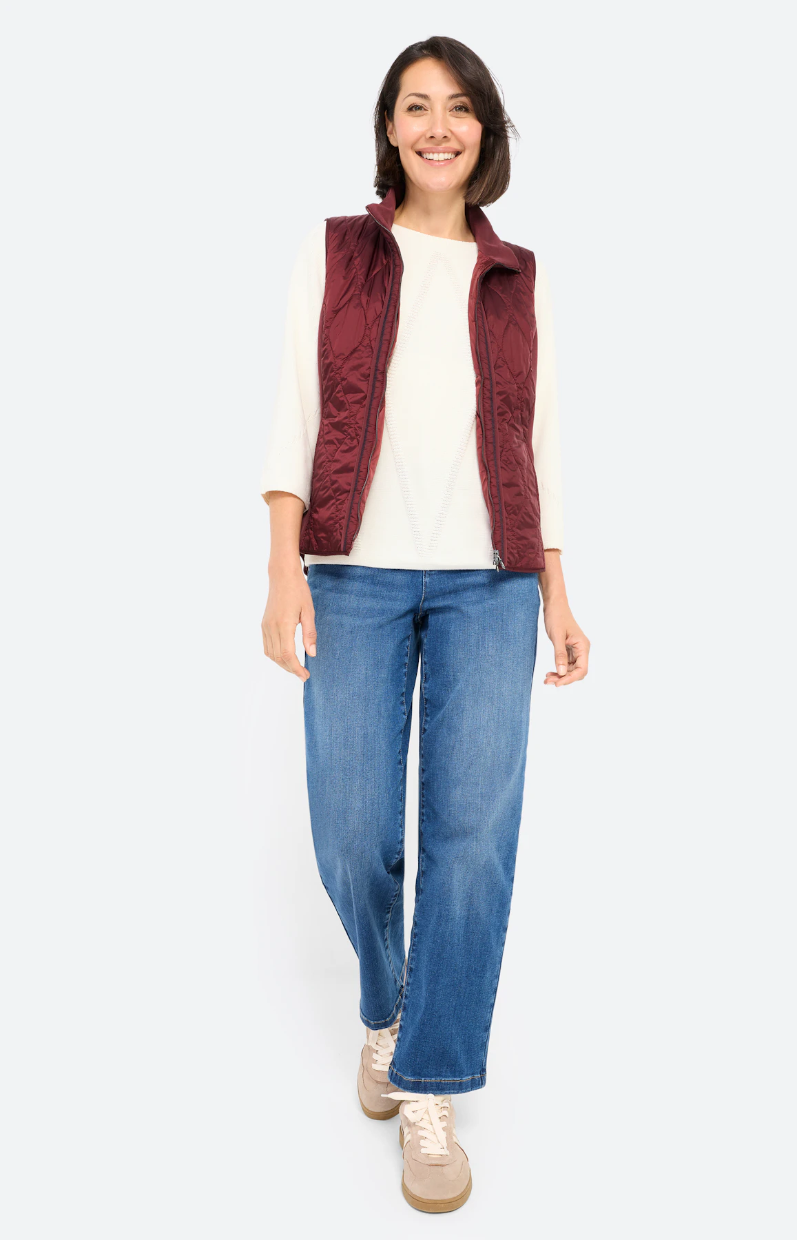 Bodywarmer met stiksels, bordeaux
