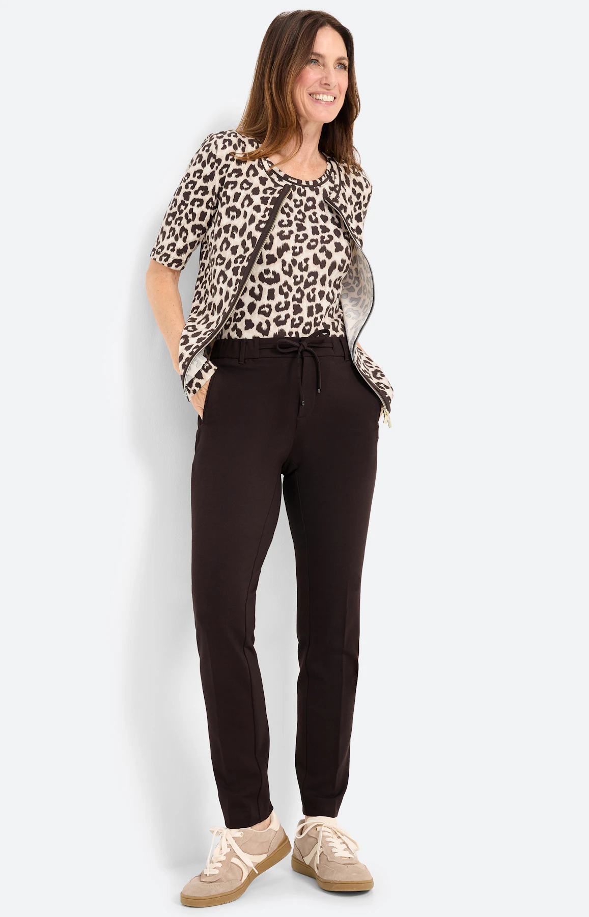 Broek met smalle pijpen 30 inch, bruin