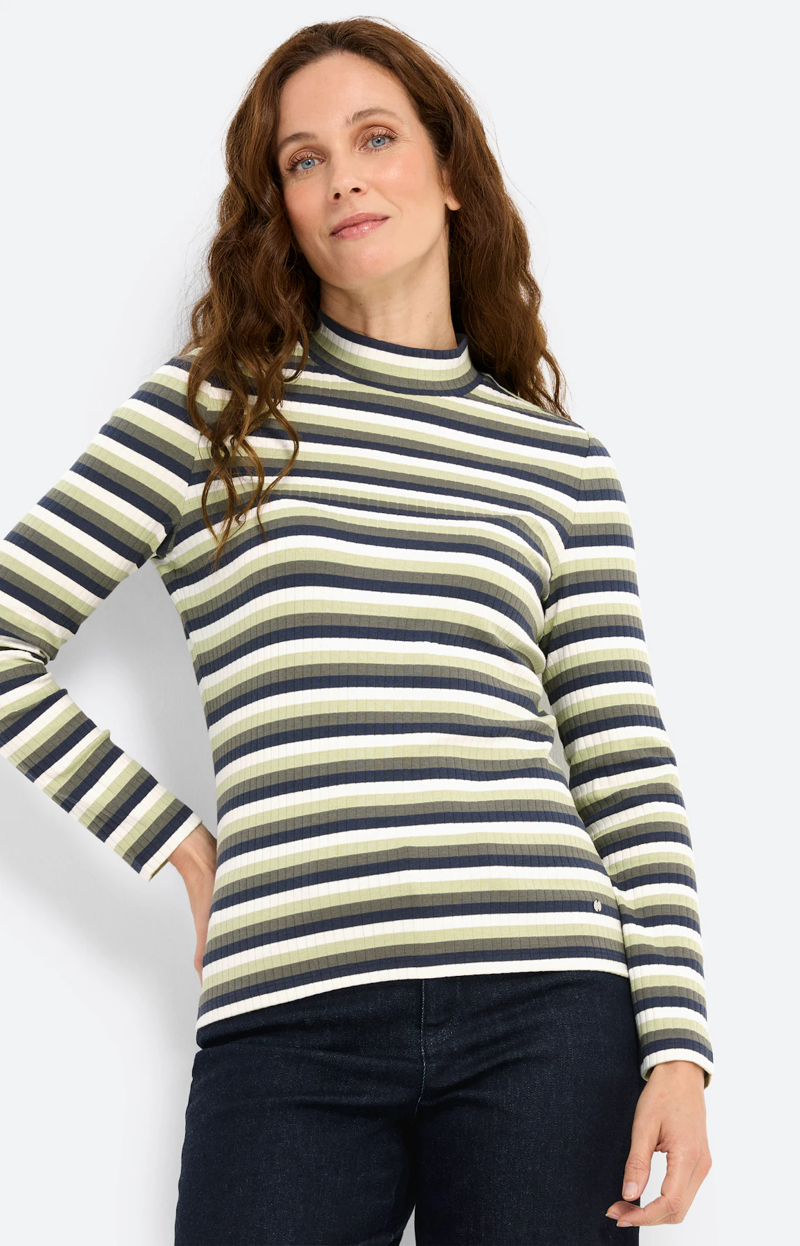 Shirt met ribstructuur, petrol
