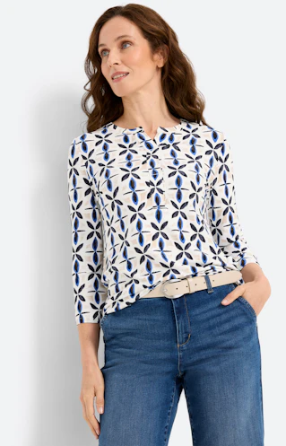 Shirt met all-over-print, wit