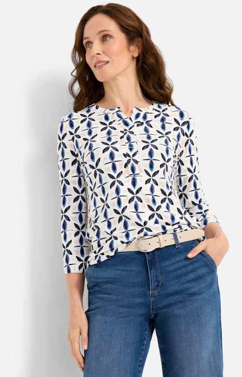 Shirt met all-over-print, wit