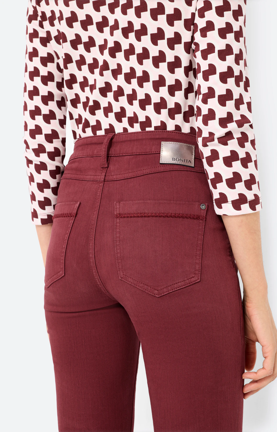 Jeans in regular fit 32 inch, bordeaux
