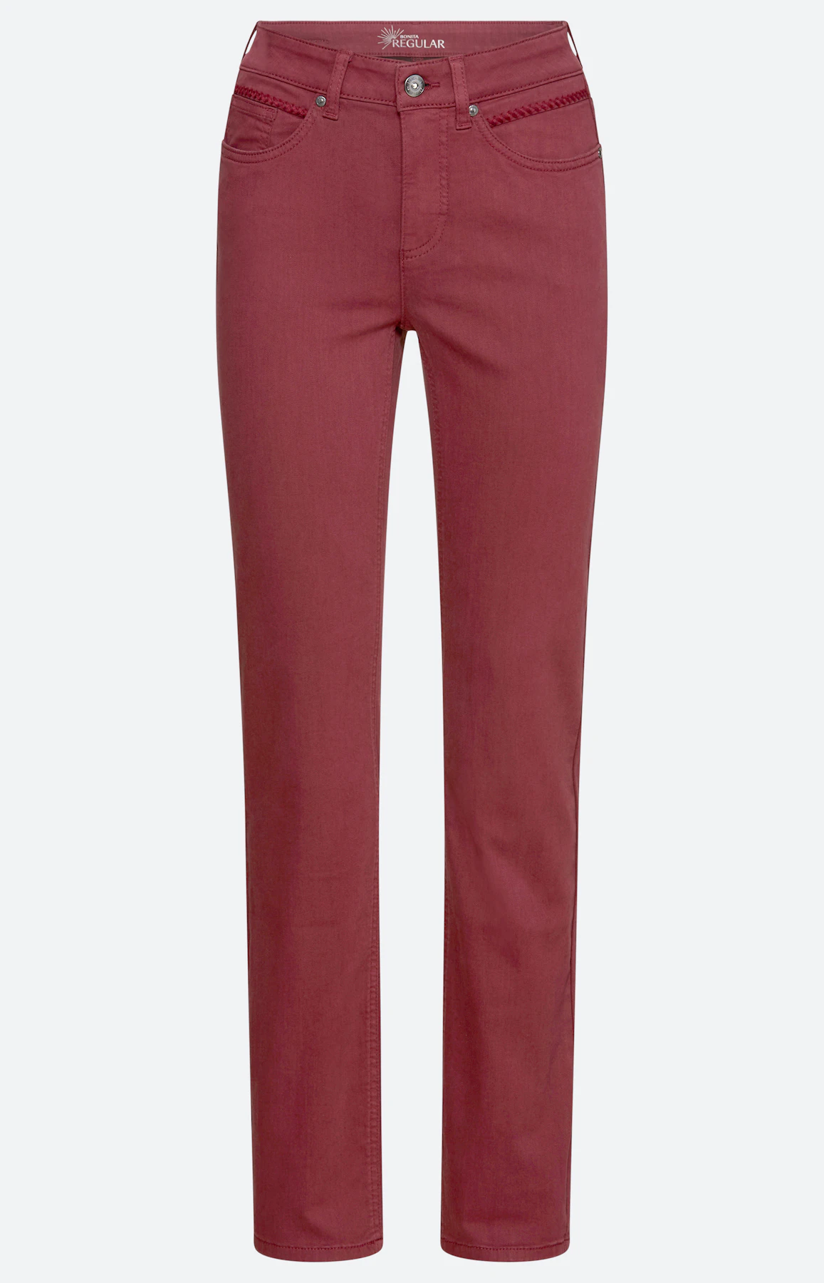 Jeans in regular fit 32 inch, bordeaux