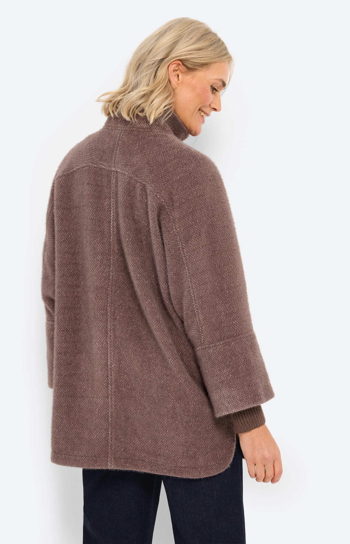 Poncho met een opstaande kraag, bruin