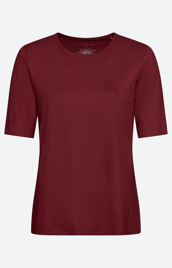 T-Shirt mit leichtem Glanz, bordeaux