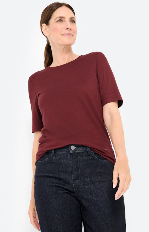 T-shirt met een lichte glans, bordeaux