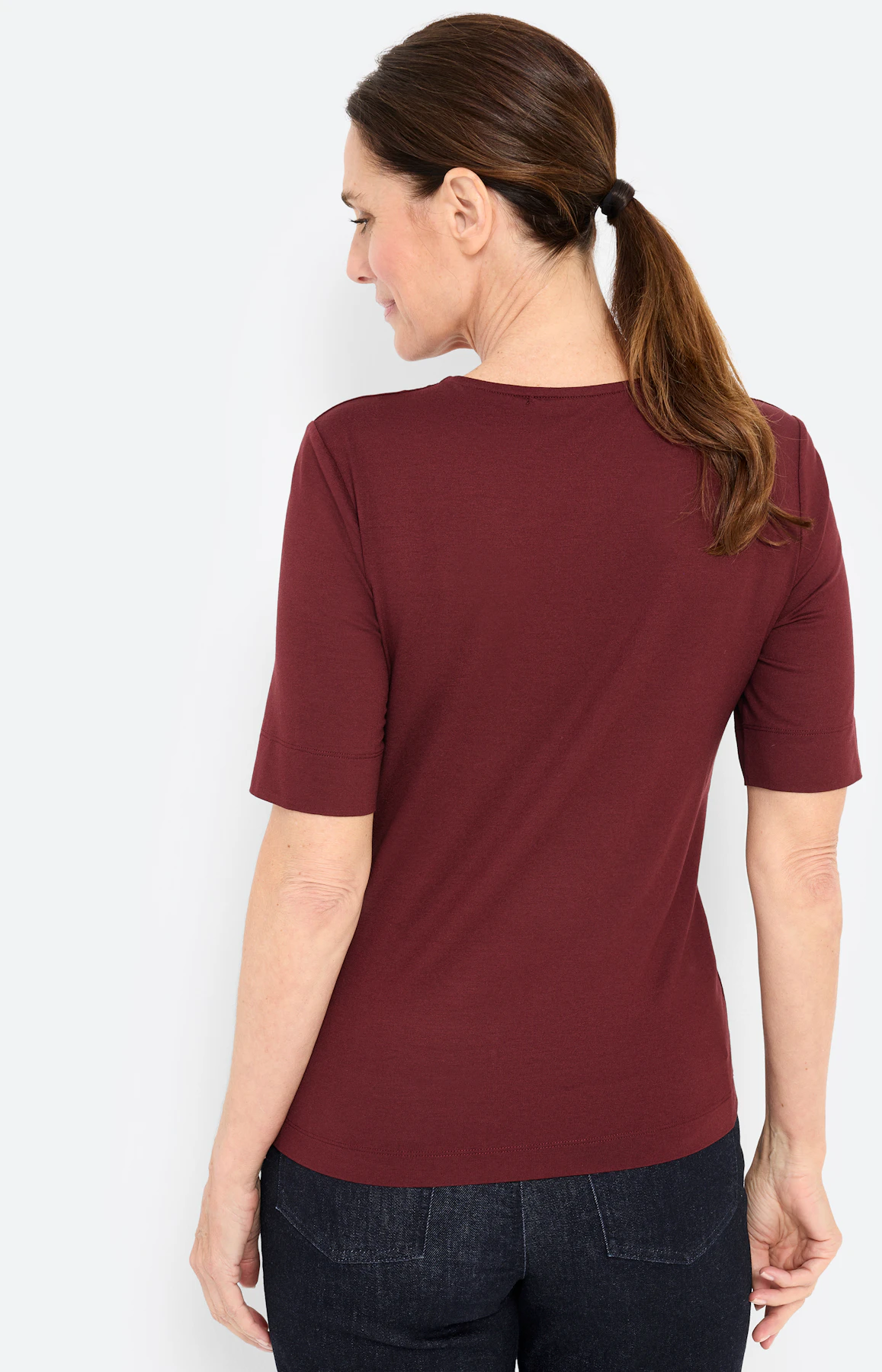 T-shirt met een lichte glans, bordeaux
