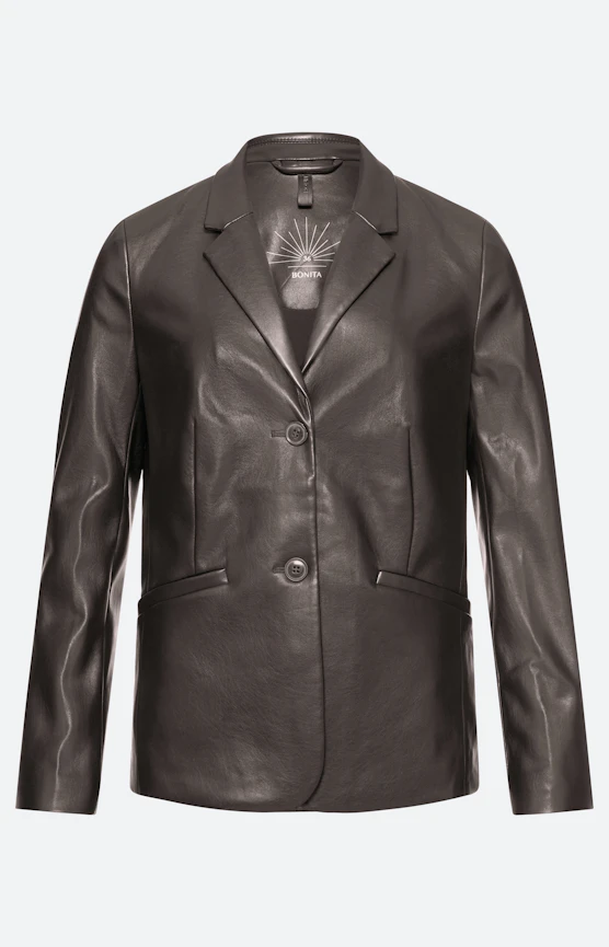 Blazer aus Lederimitat, dunkelbraun