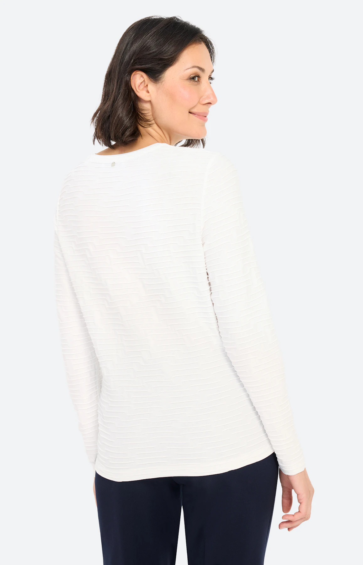 Shirt met golfstructuur, wit