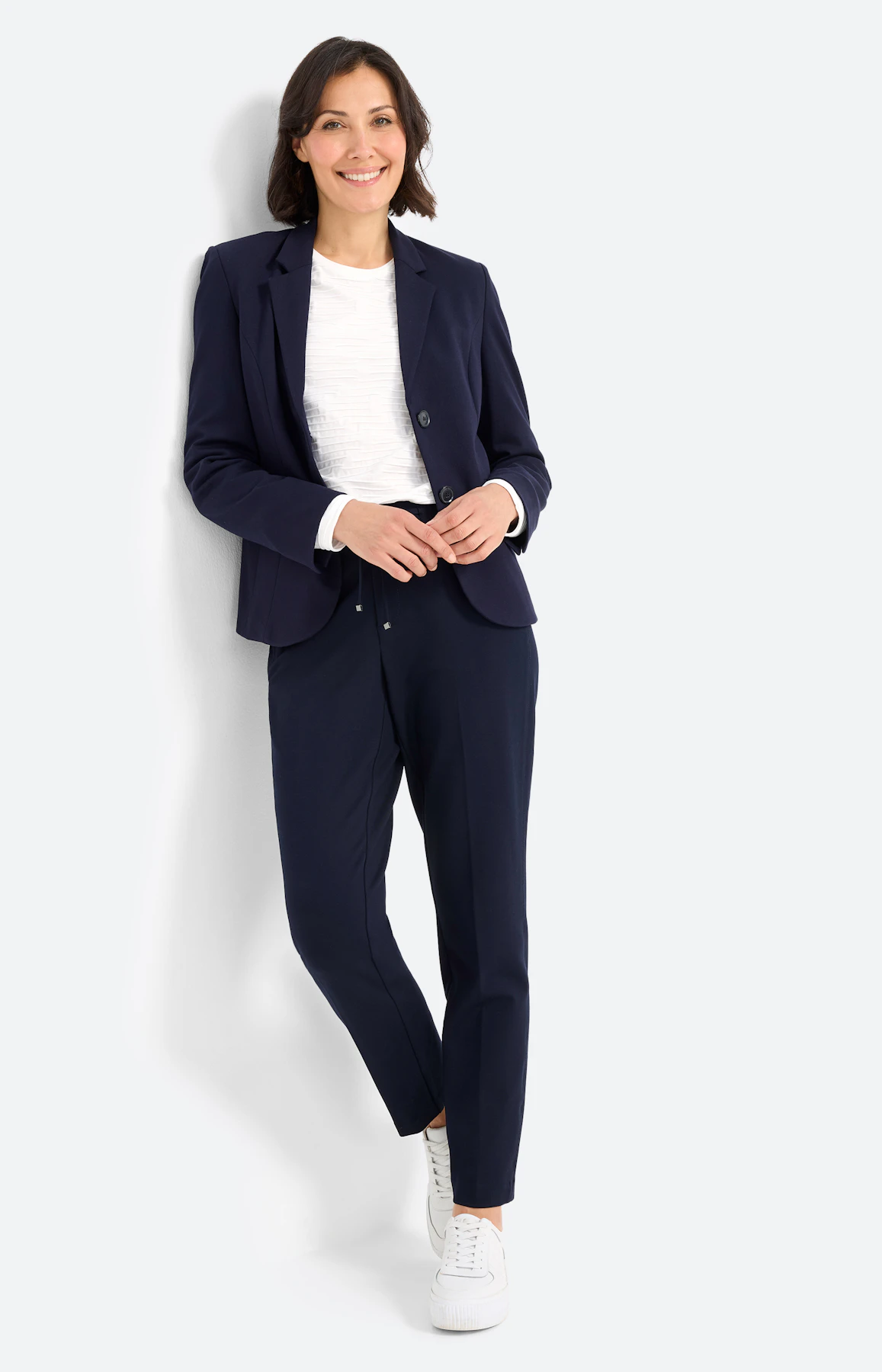 Shirt met golfstructuur, wit