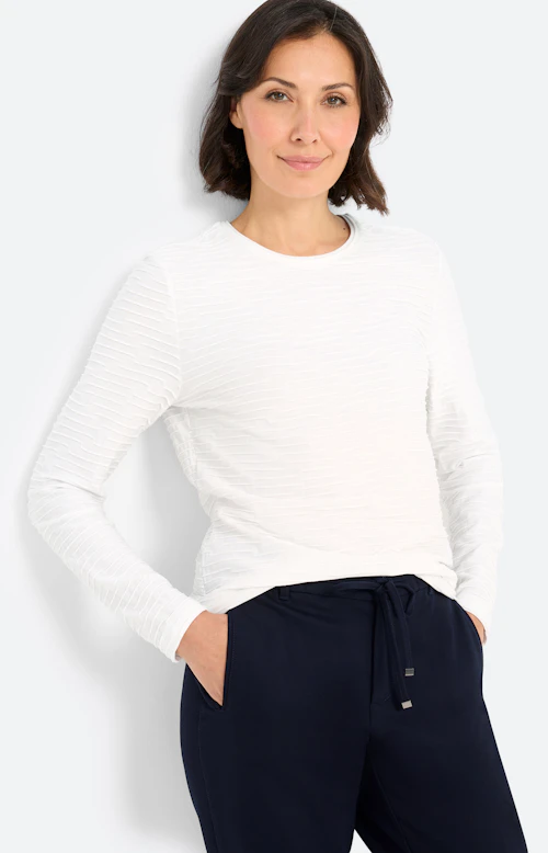 Shirt met golfstructuur, wit