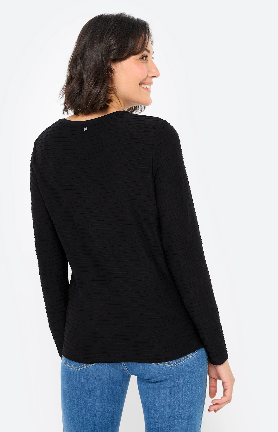Shirt met golfstructuur, zwart