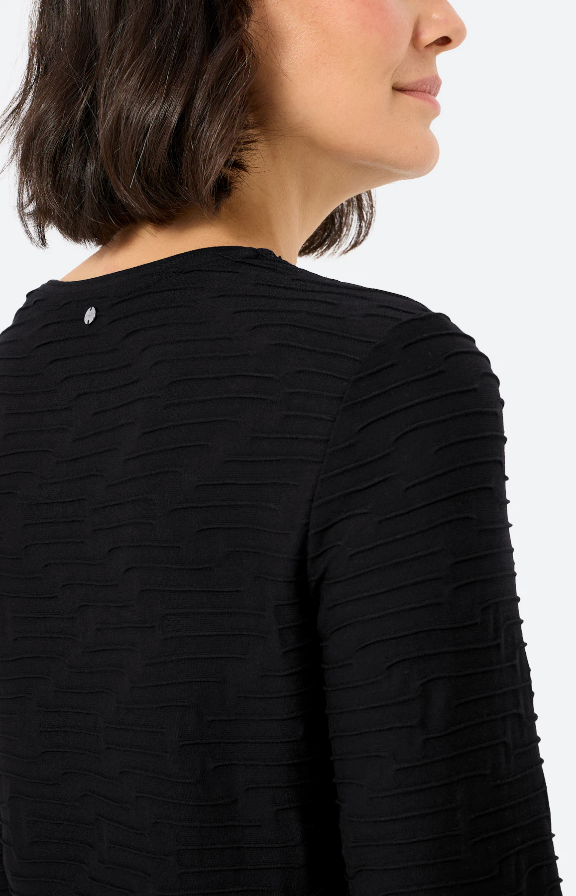 Shirt met golfstructuur, zwart
