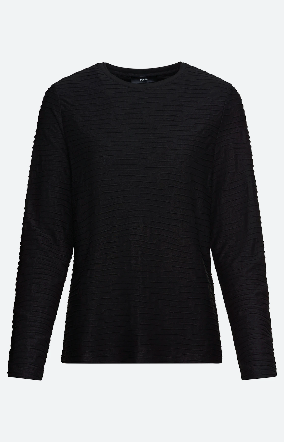 Shirt met golfstructuur, zwart