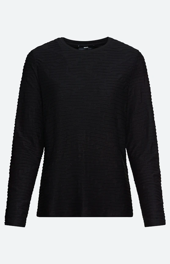 Shirt met golfstructuur, zwart