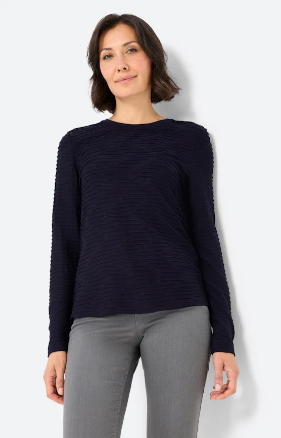Shirt met golfstructuur, navy