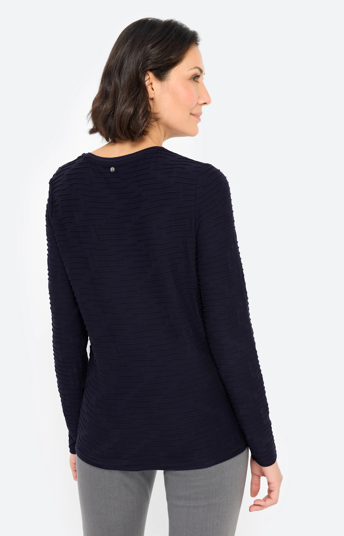 Shirt met golfstructuur, navy