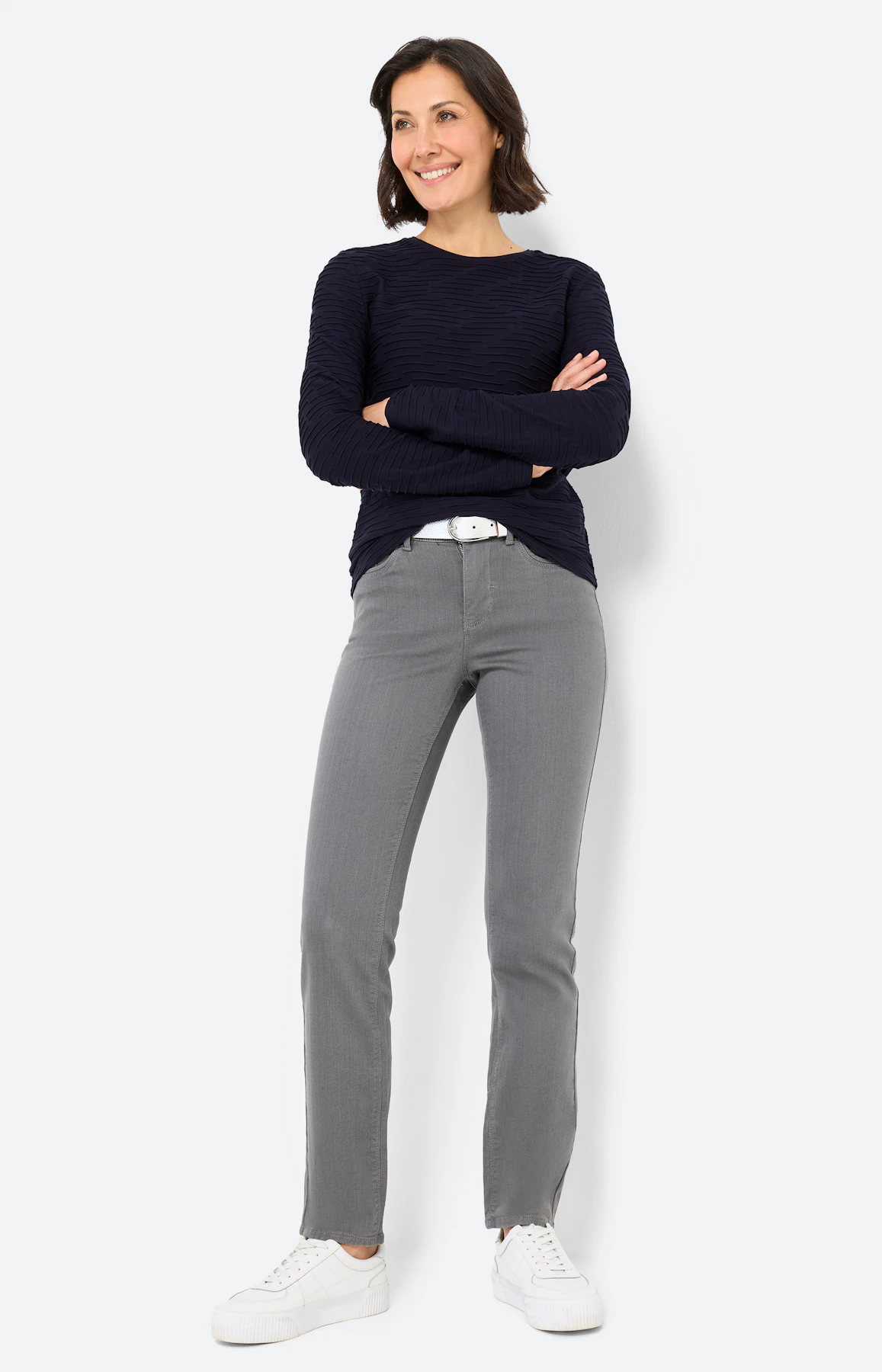 Shirt met golfstructuur, navy