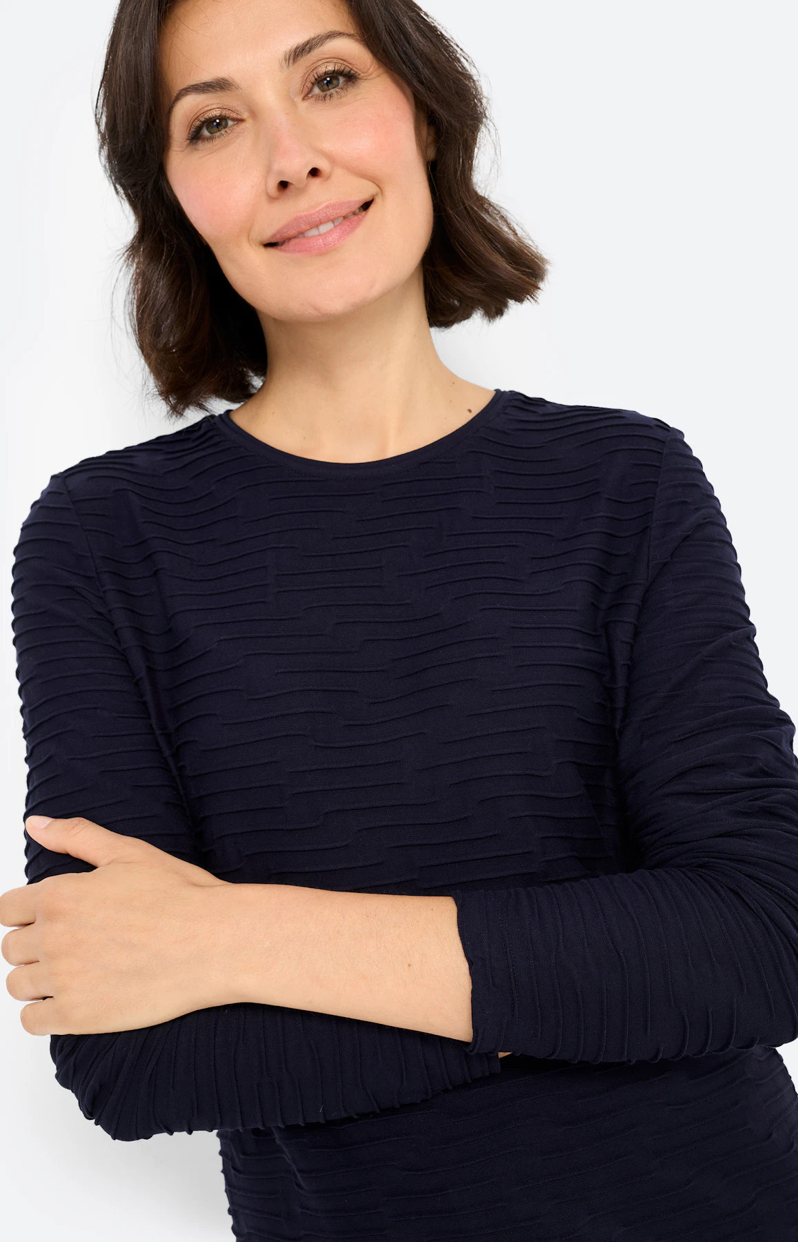 Shirt met golfstructuur, navy