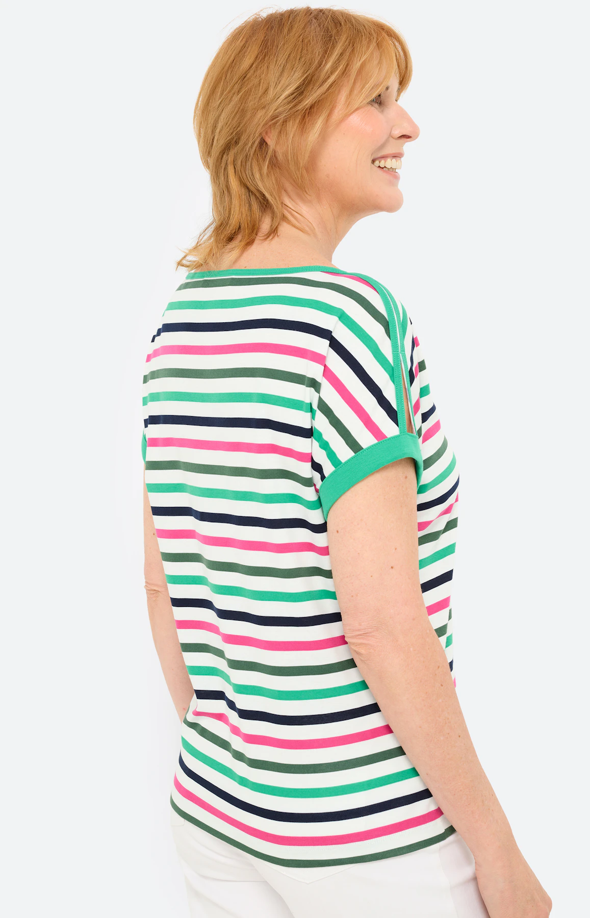 T-shirt met split in de mouwen, navy