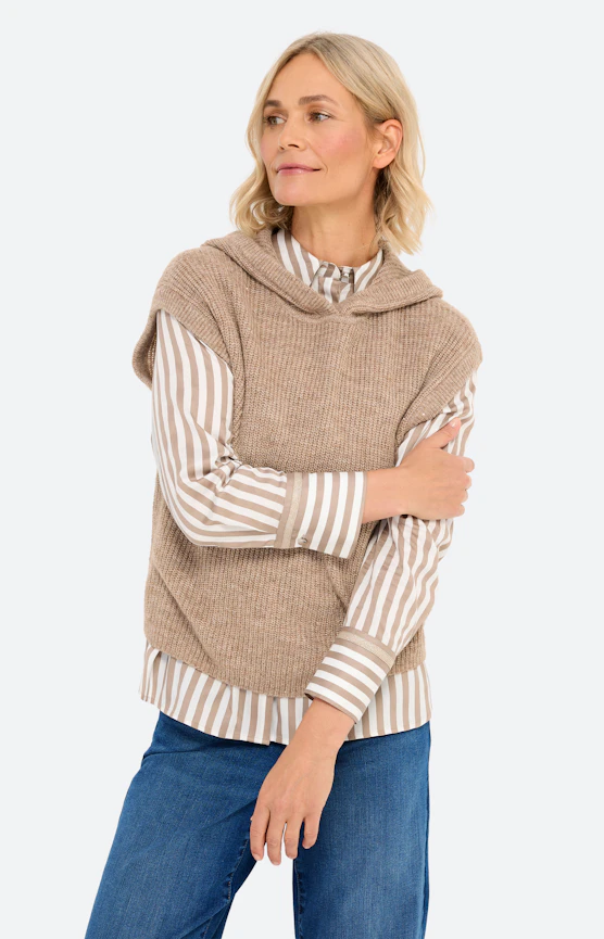 Slip-over met pailletten, lichtbruin