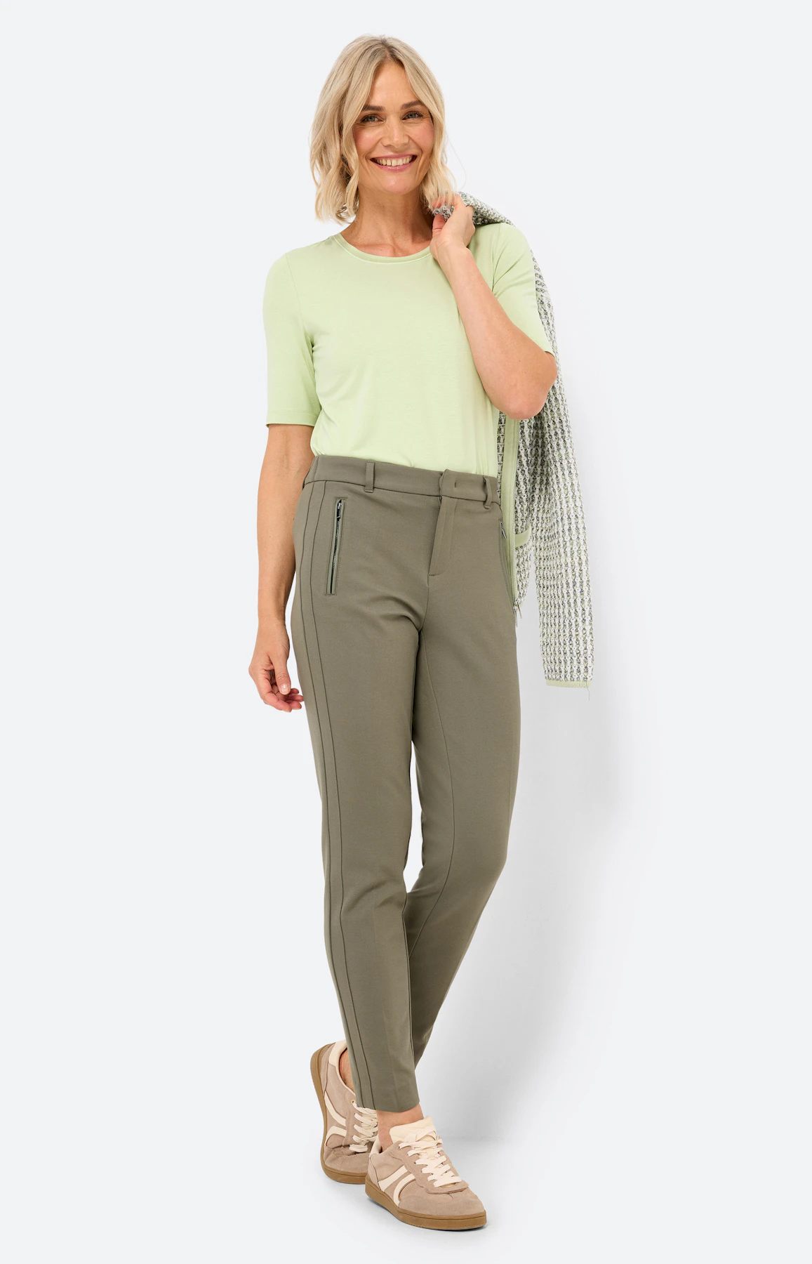 Broek van jersey 30 inch, kaki