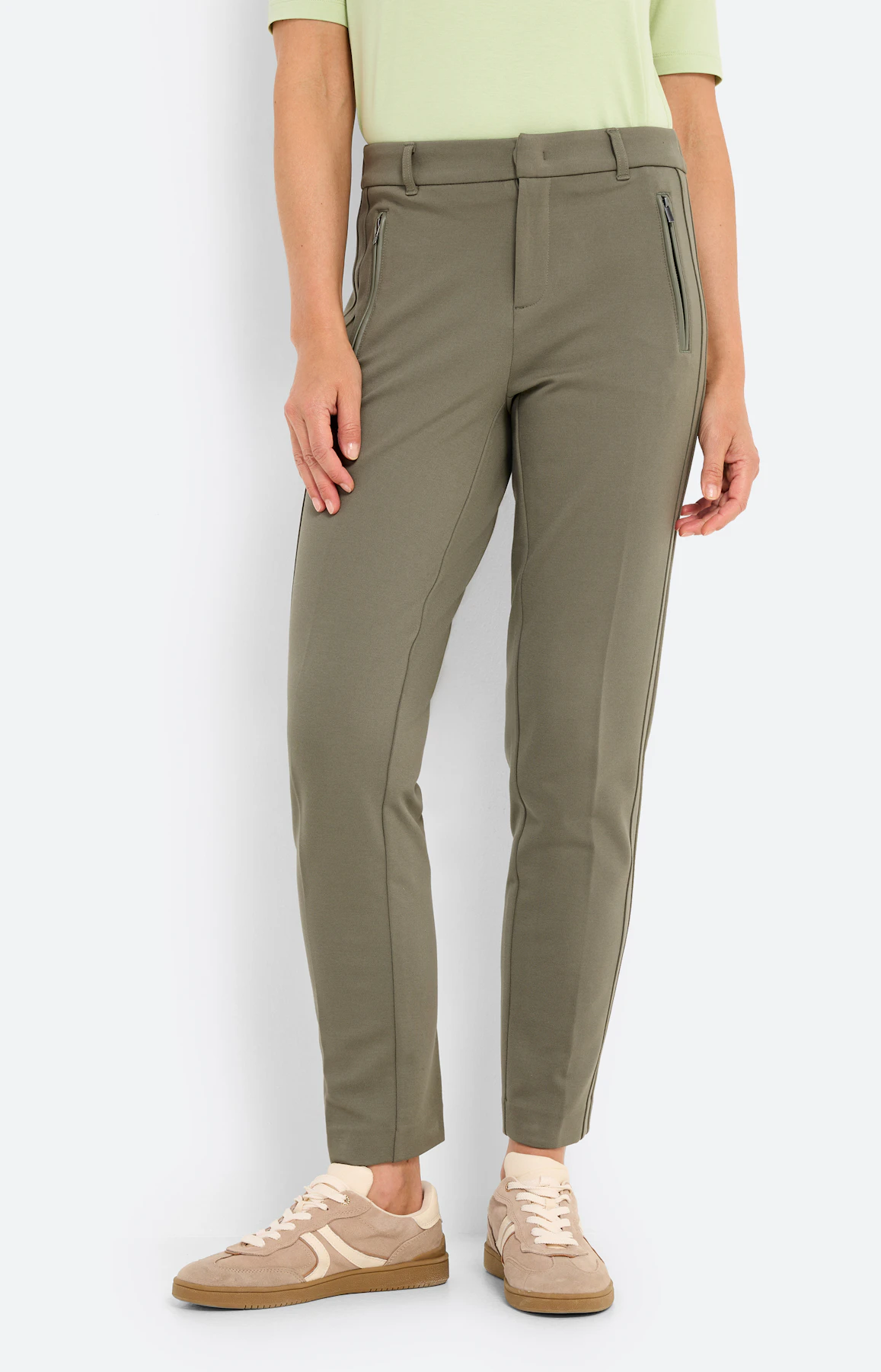 Broek van jersey 30 inch, kaki