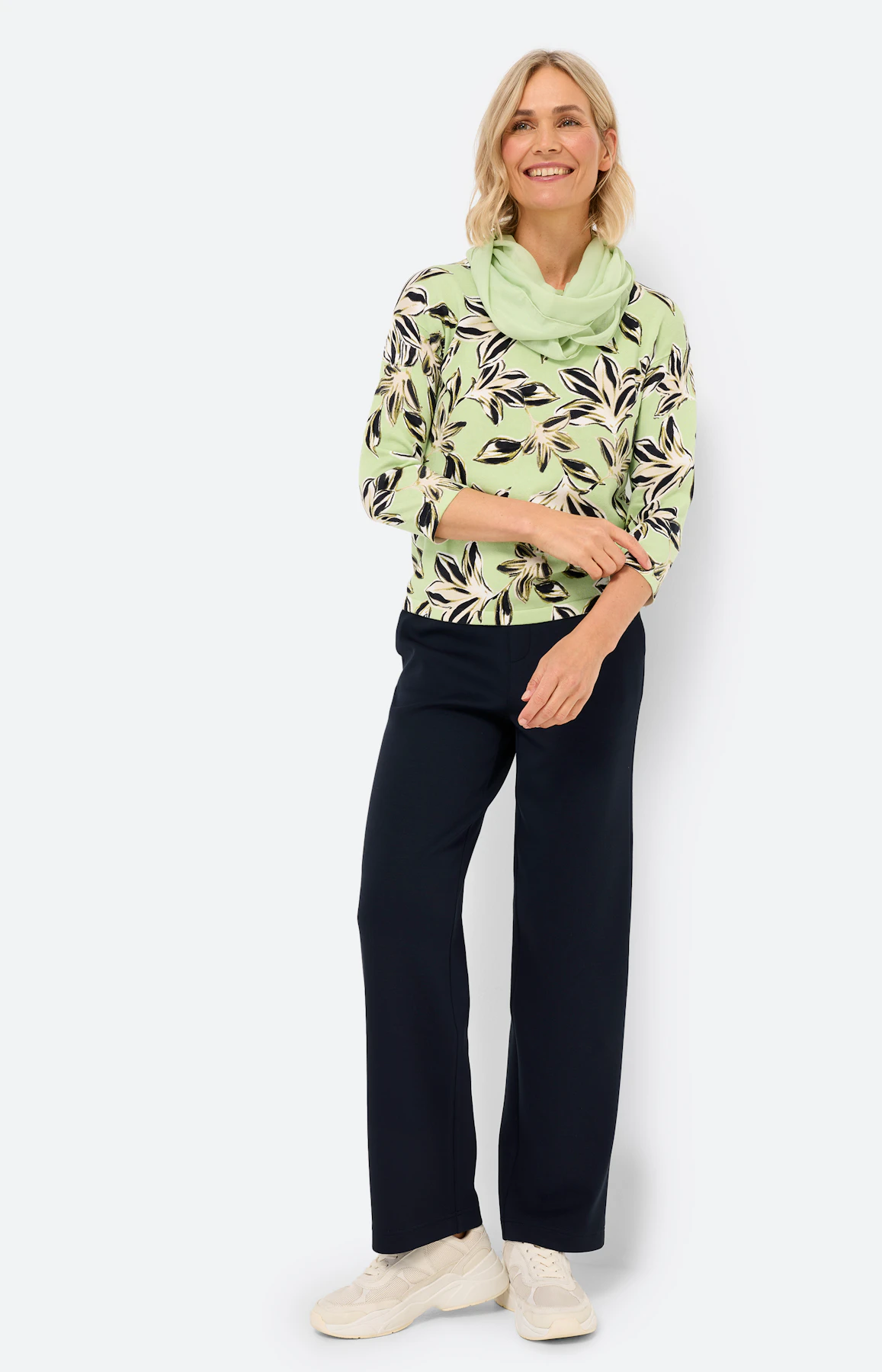 Trui met bloemenprint, pistache
