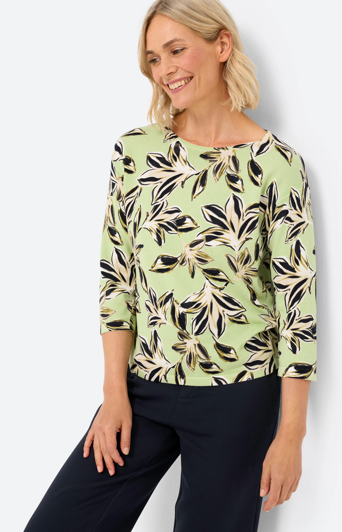 Trui met bloemenprint, pistache