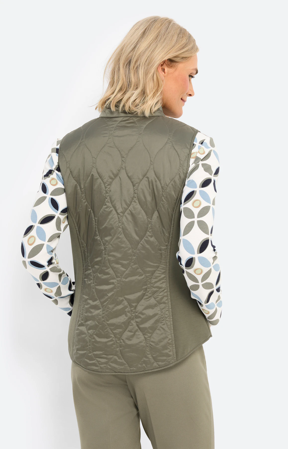 Bodywarmer met doorgestikte delen, kaki
