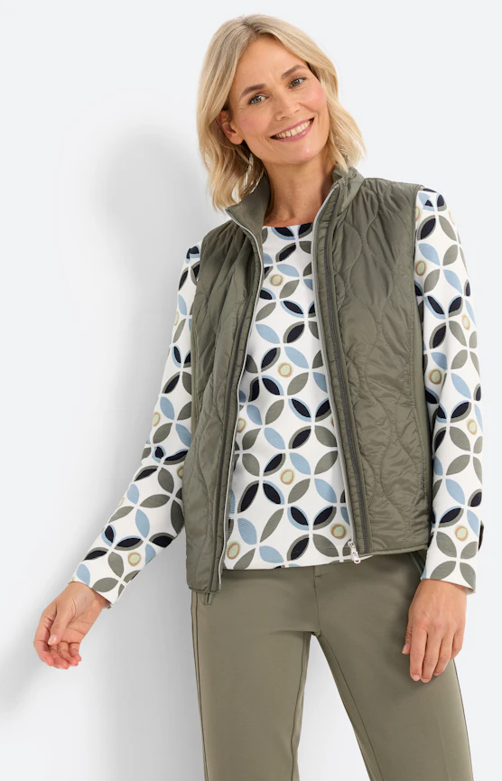 Bodywarmer met doorgestikte delen, kaki
