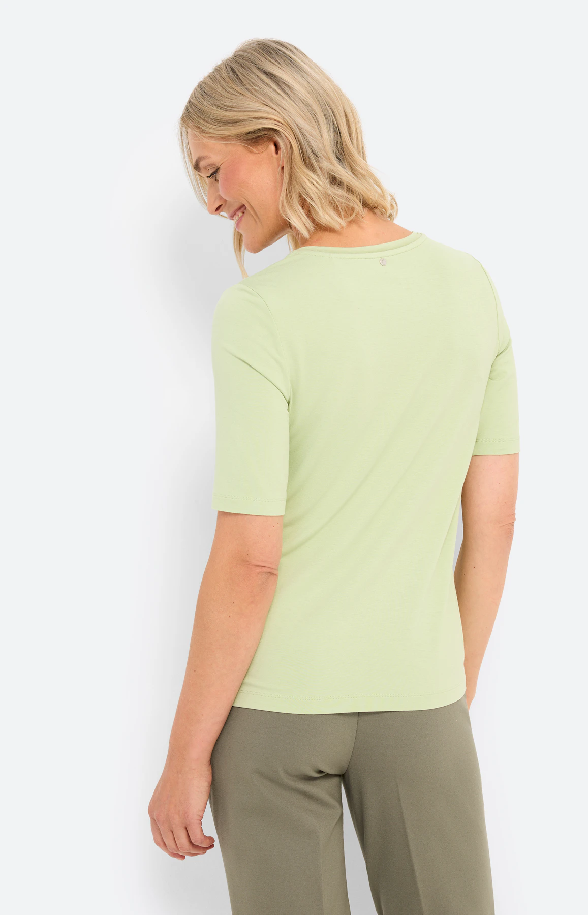 T-shirt met ronde hals, pistache