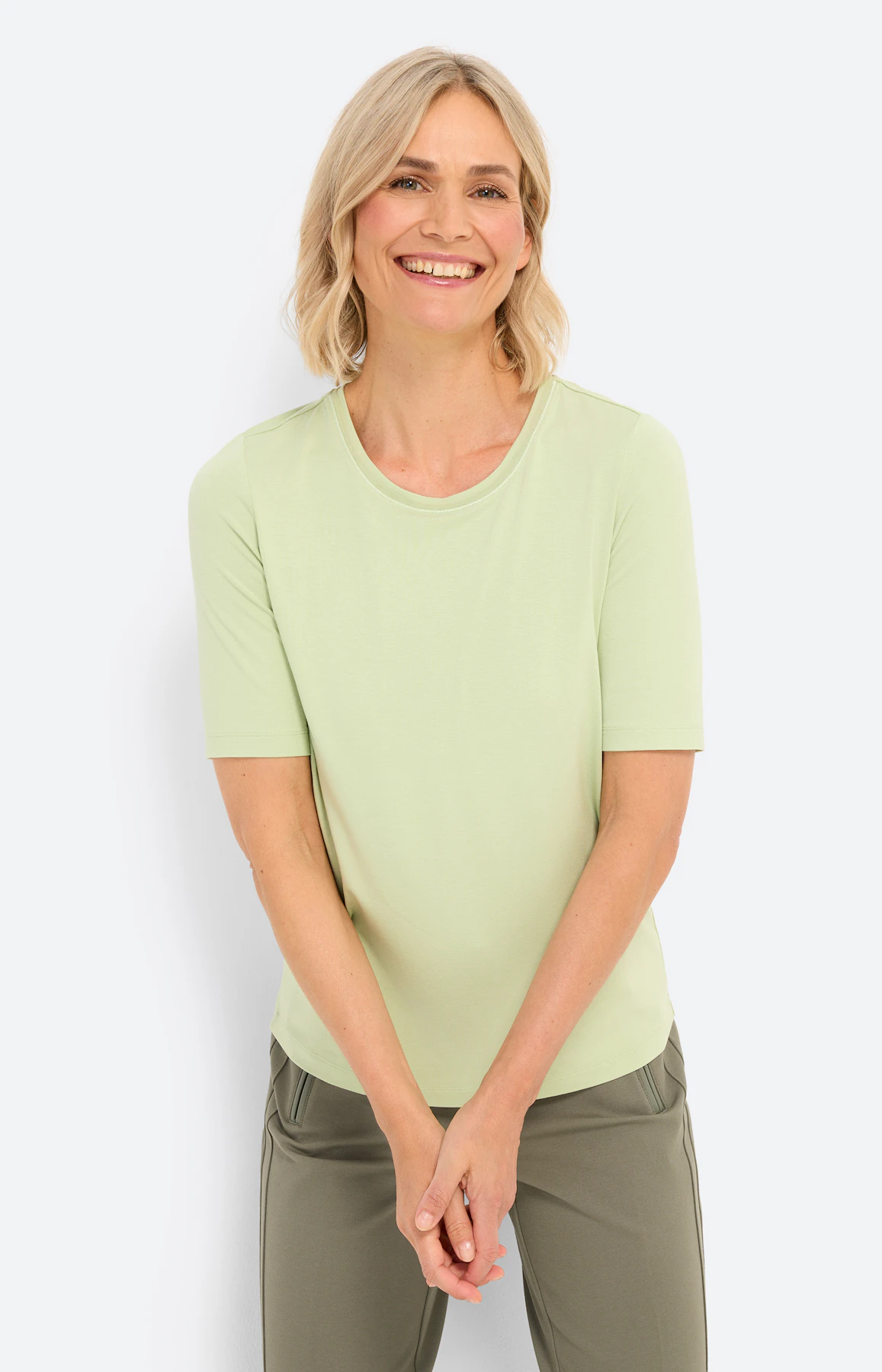 T-shirt met ronde hals, pistache