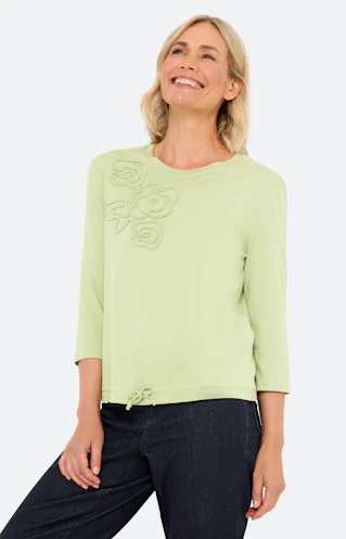 Shirt met bloemetjesborduursel, pistache