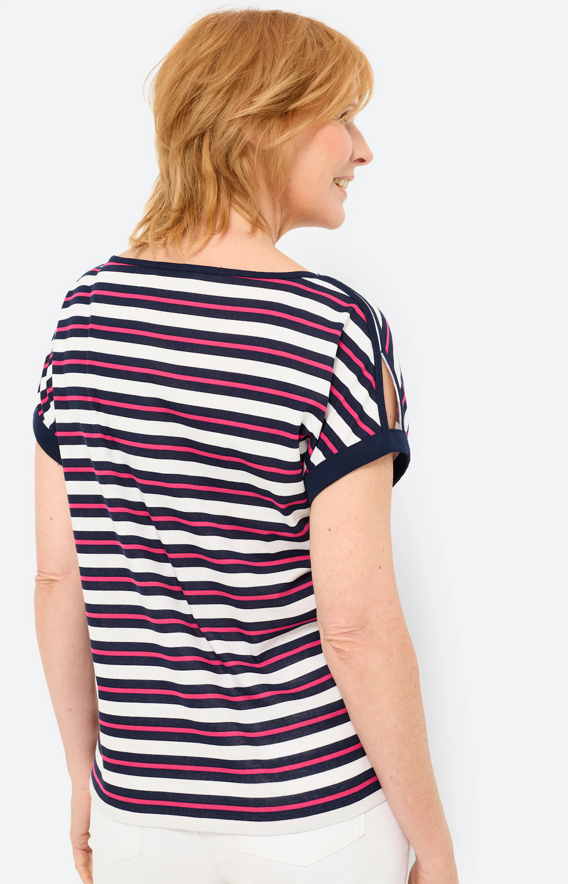 T-shirt met split in de mouwen, wit