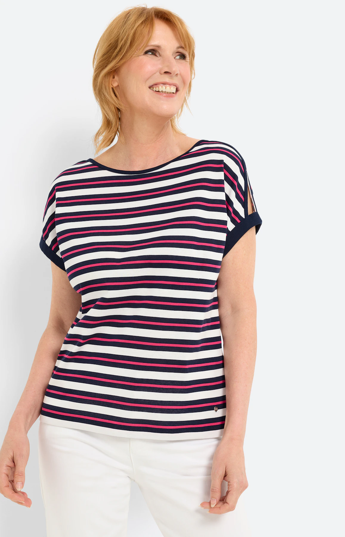 T-shirt met split in de mouwen, wit