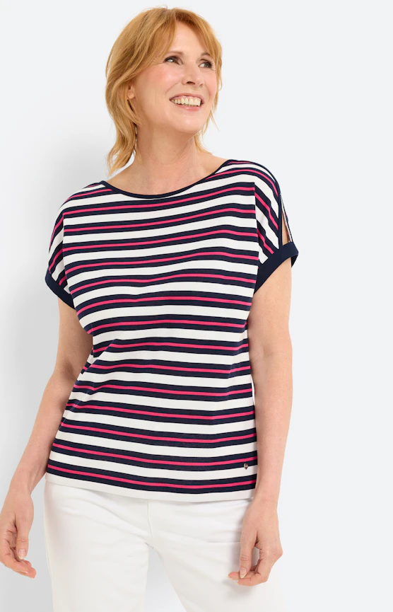 T-Shirt mit geschlitztem Arm, weiß